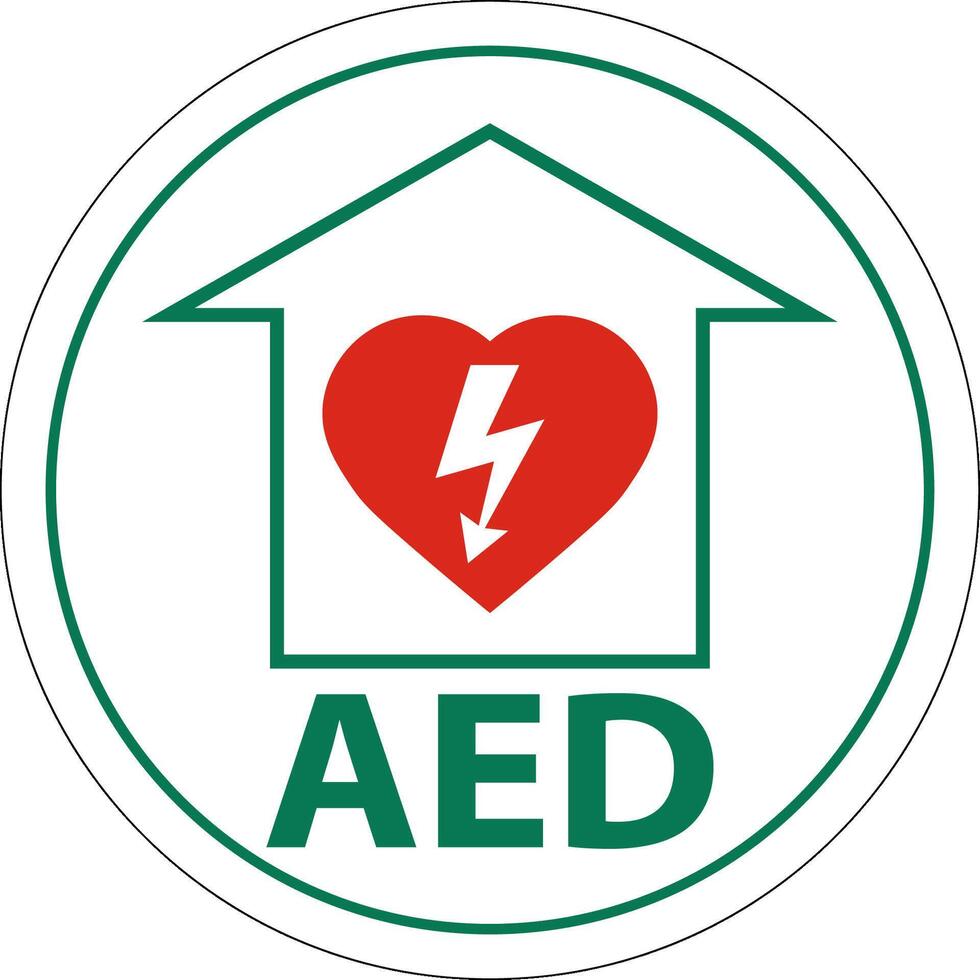 Floor Sign AED with Defib Heart, Red Border Floor Sign vector