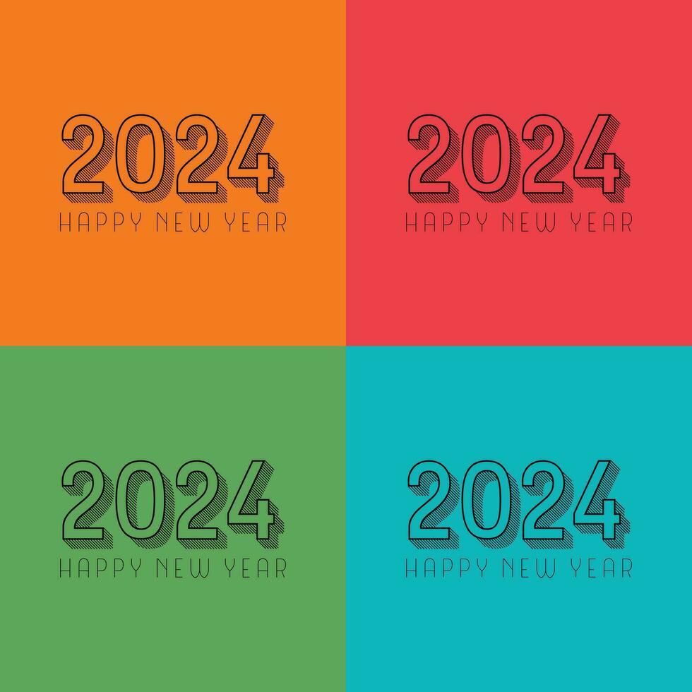 contento nuevo año 2024 diseño. vistoso prima vector diseño para póster, bandera, saludo y nuevo año 2024 celebracion.