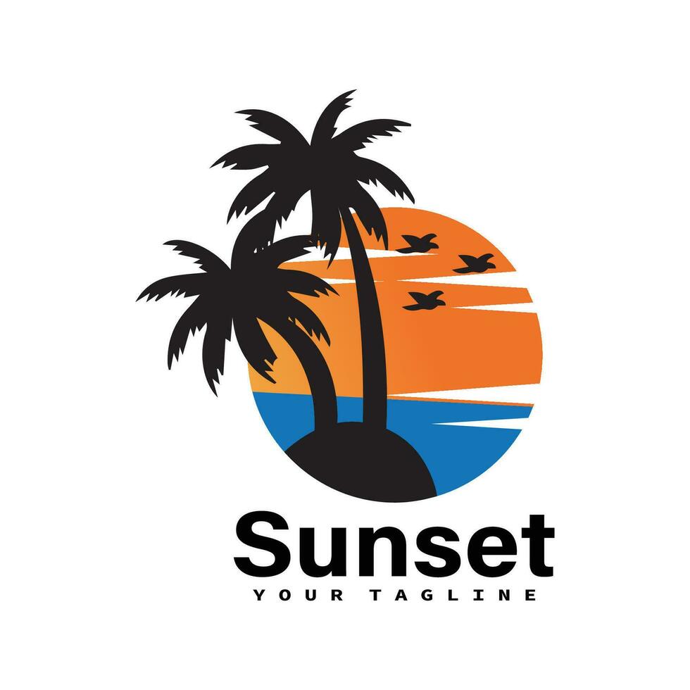 Sunset logo icon vector template.