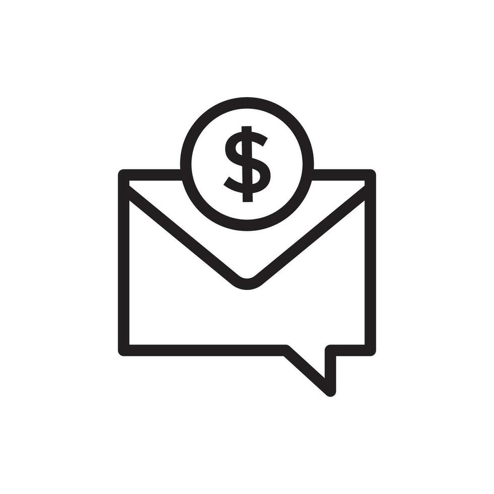 Commision, envelope, money line icon. Simple element illustration. Commision, envelope, money concept outline symbol design. vector