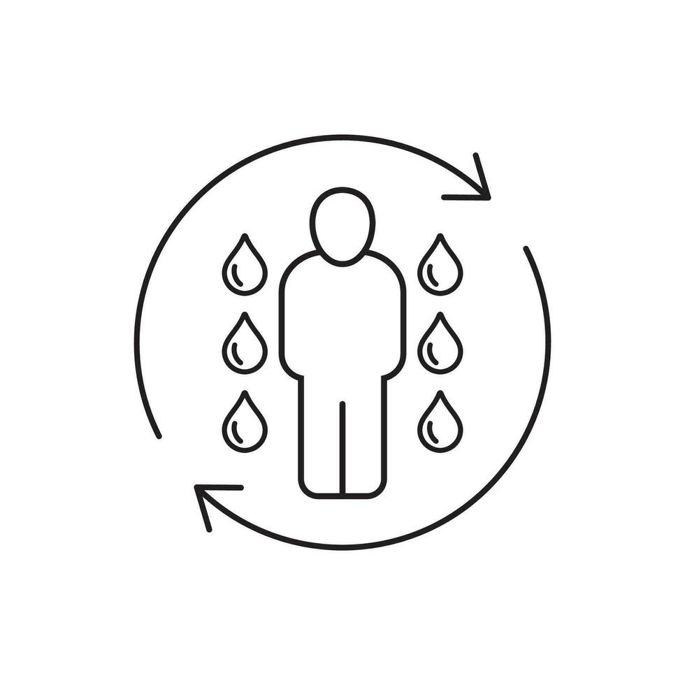 rehydrate line icon, restore water balance vector