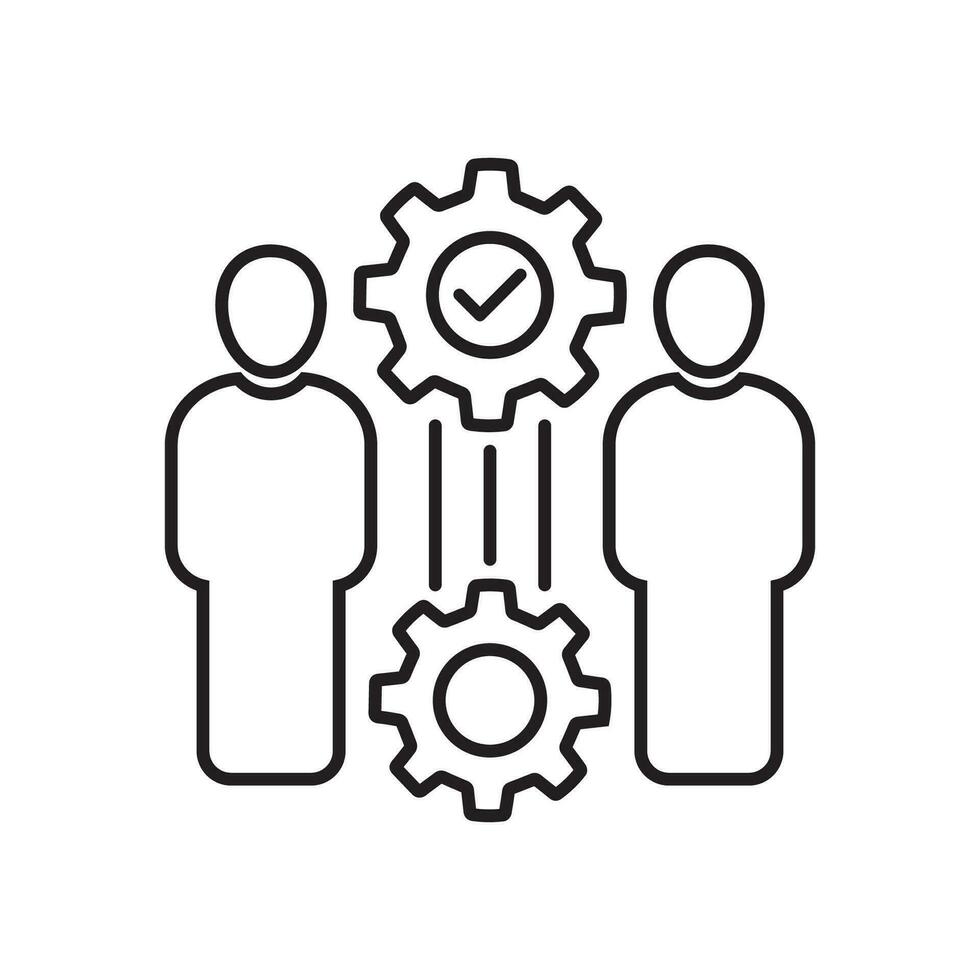 team interaction and management icon with workers vector