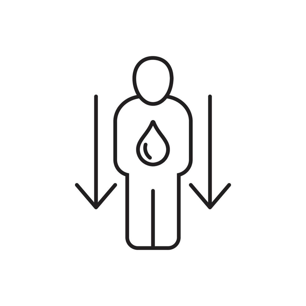 dehydration, low body water line icon vector