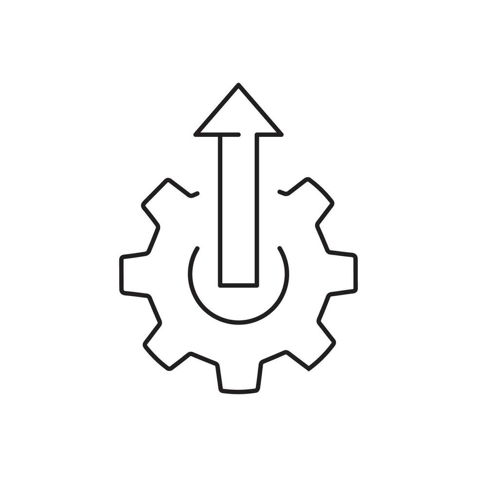 system upgrade icon, gear with arrow, update process, install software, thin line symbol on white background - editable stroke vector illustration eps10