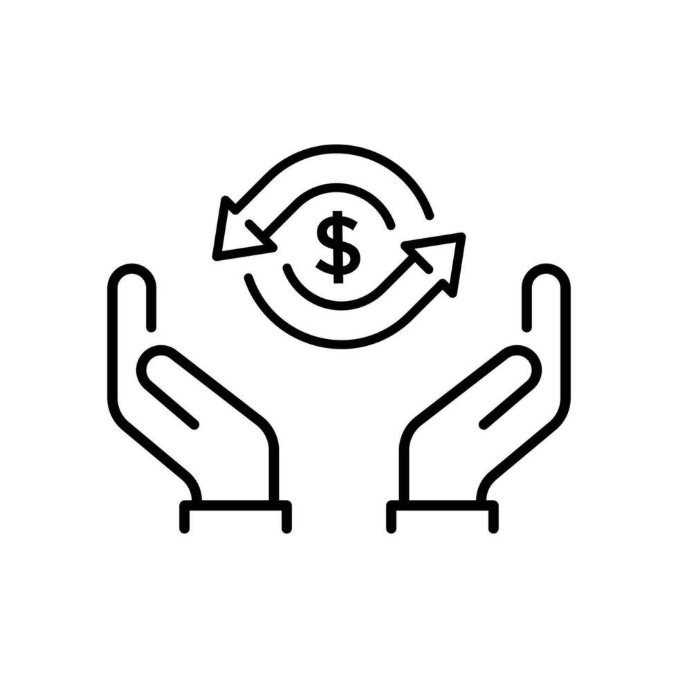cash back icon, return money, cash back rebate, thin line web symbol on white background vector