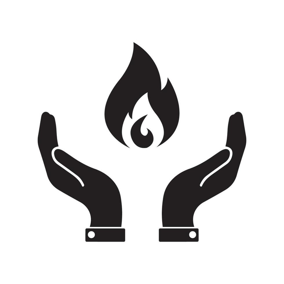 hand holding a fire icon, flat design best vector icon