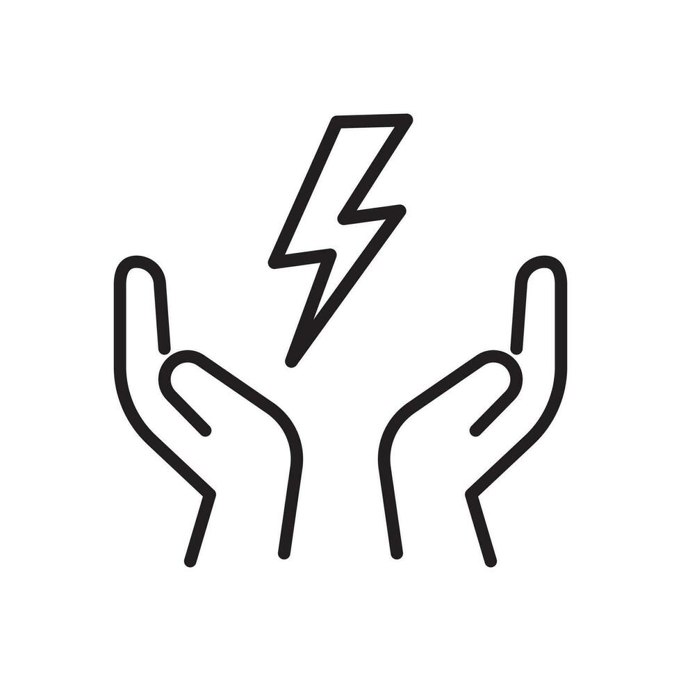 save energy icon, control electricity power, hand saving consumption, thin line symbol on white background - editable stroke vector illustration