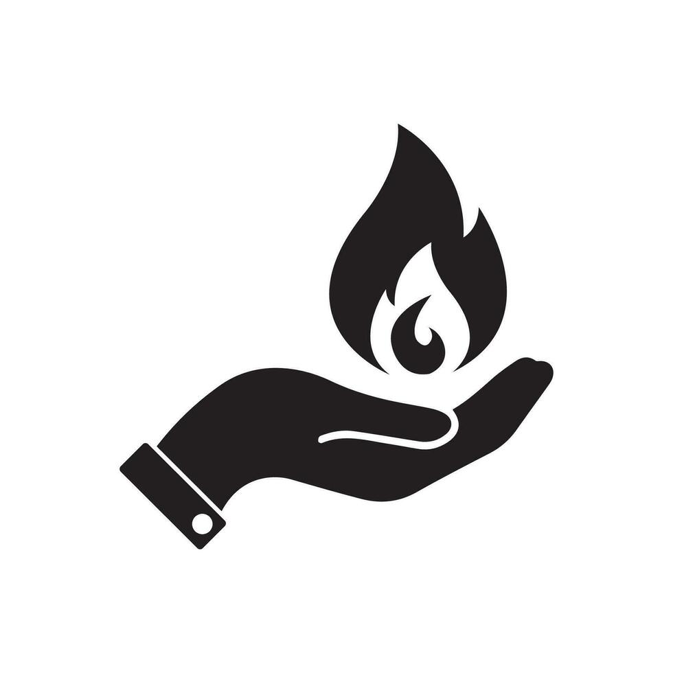 hand holding a fire icon, flat design best vector icon