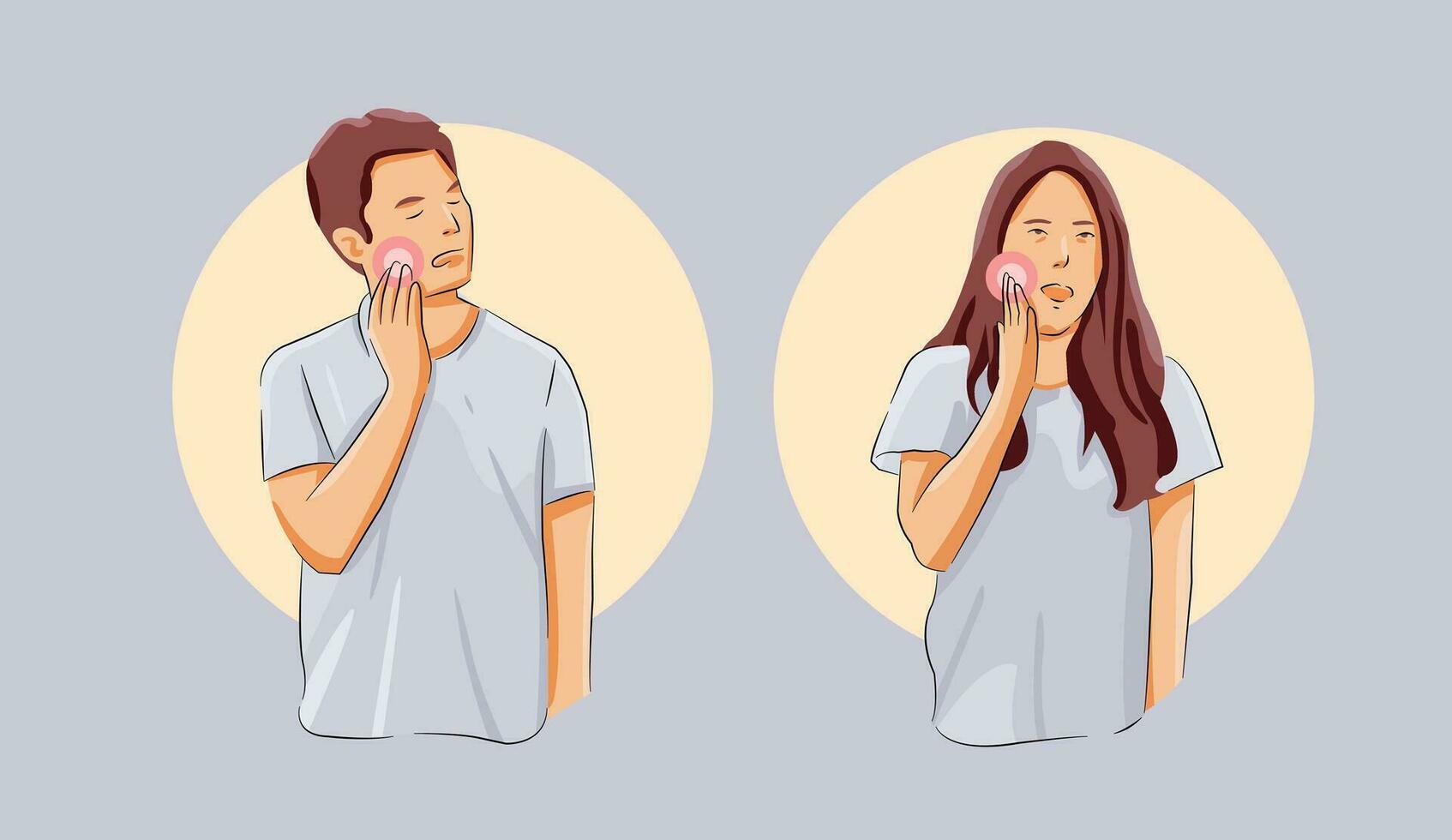 Man woman in pain tooth ache dental problem vector