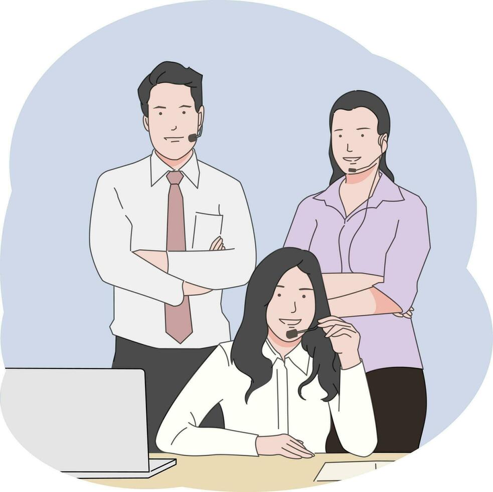 team office worker call center staff standing vector