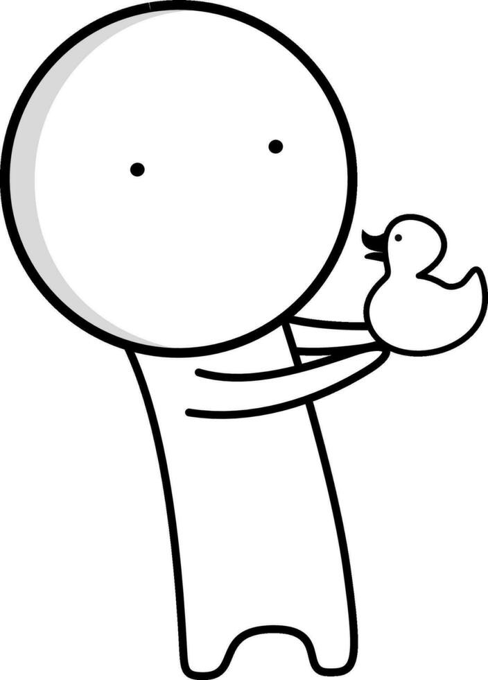 Boy with a duck in his hands vector
