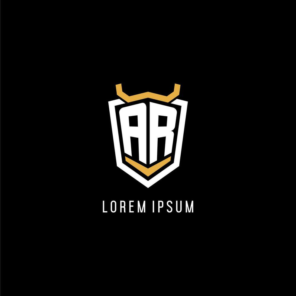 Initial AR geometric shield esport logo monogram design style vector