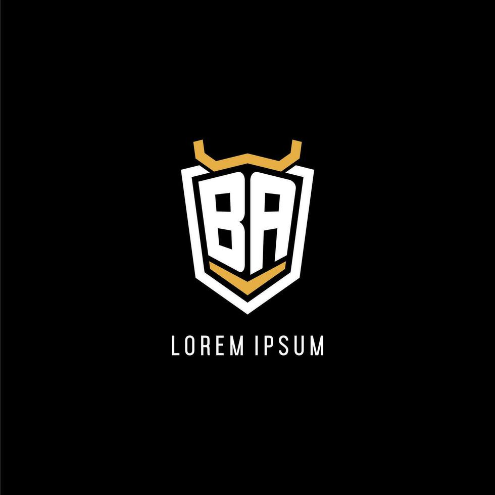 Initial BA geometric shield esport logo monogram design style vector