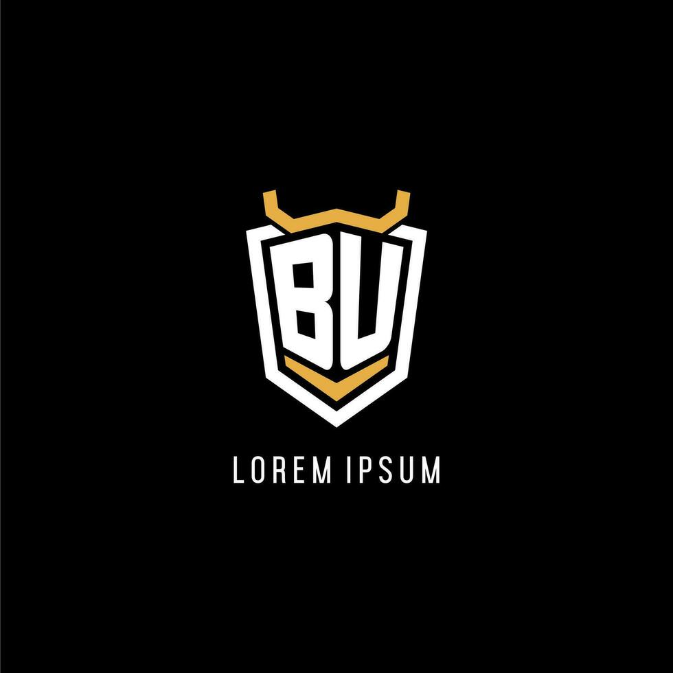Initial BU geometric shield esport logo monogram design style vector