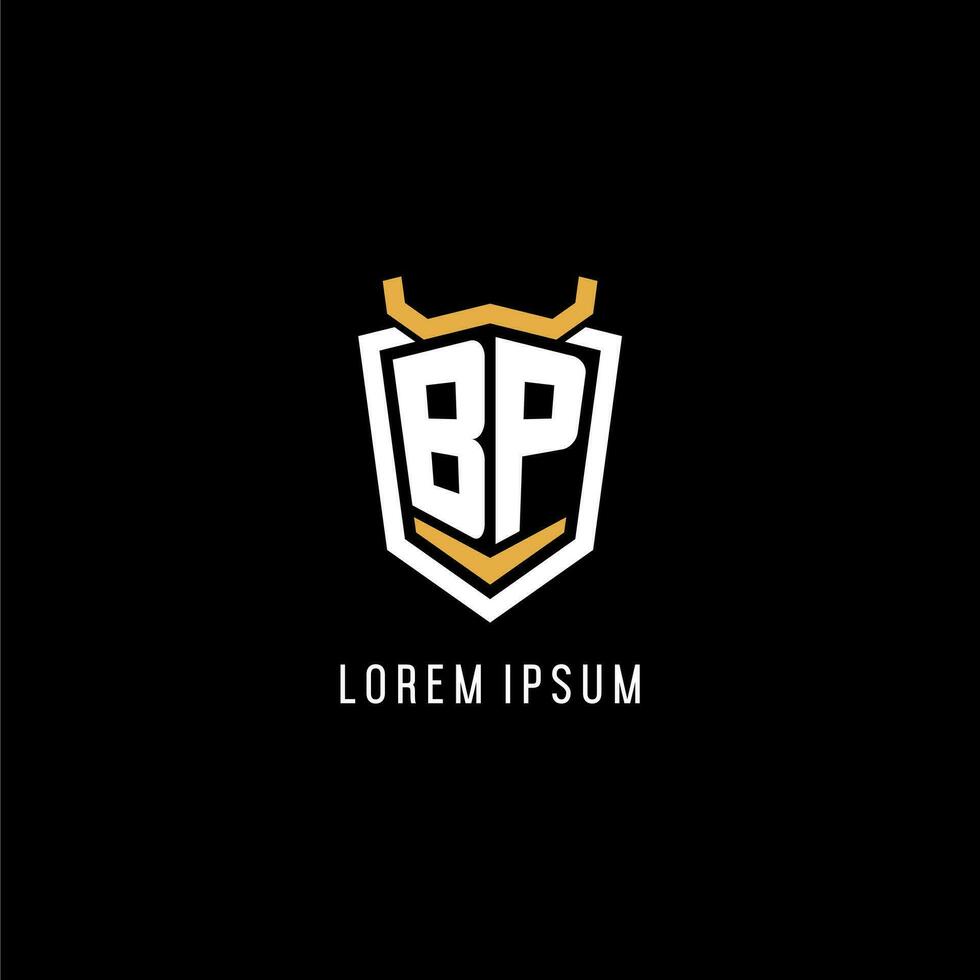 Initial BP geometric shield esport logo monogram design style vector