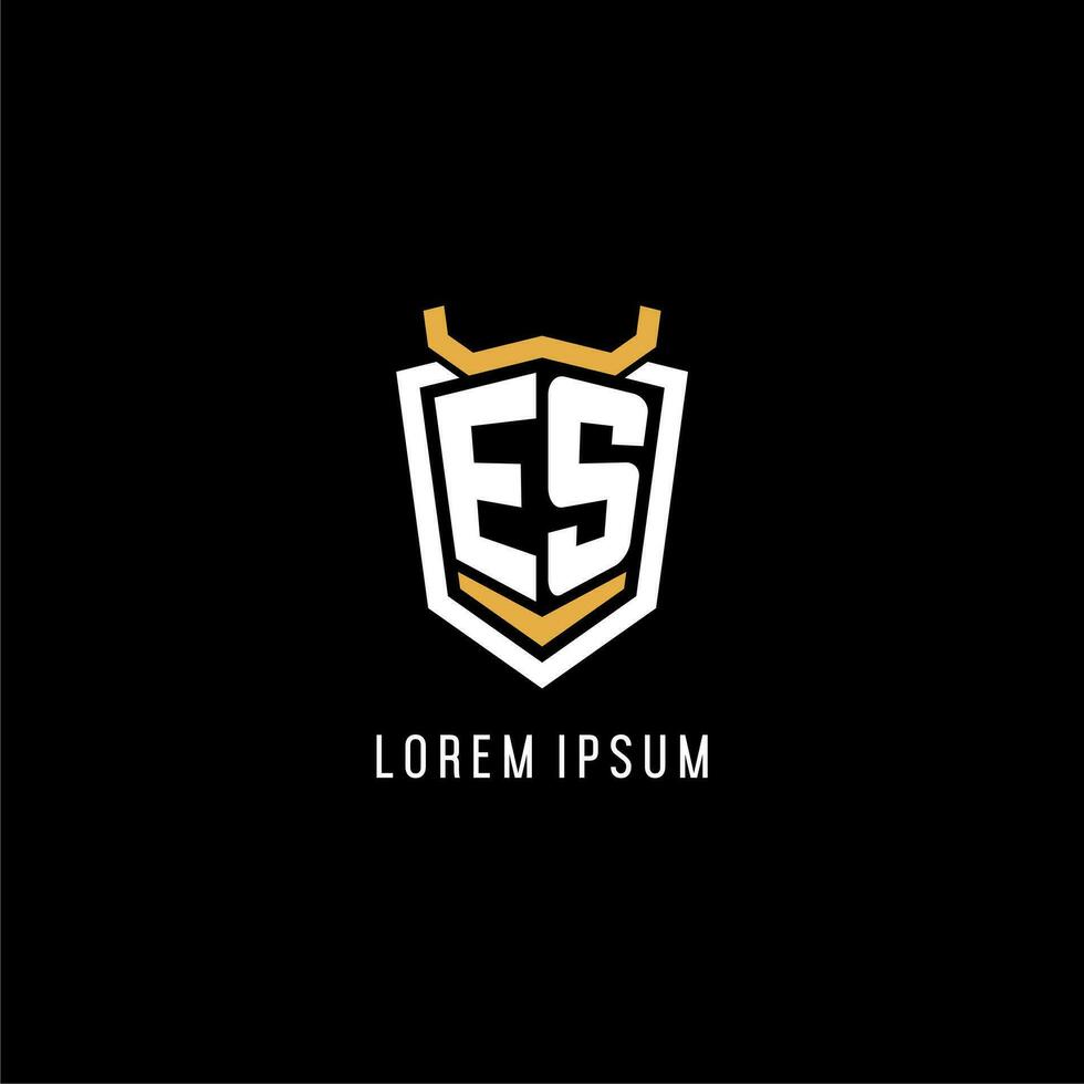 Initial ES geometric shield esport logo monogram design style vector