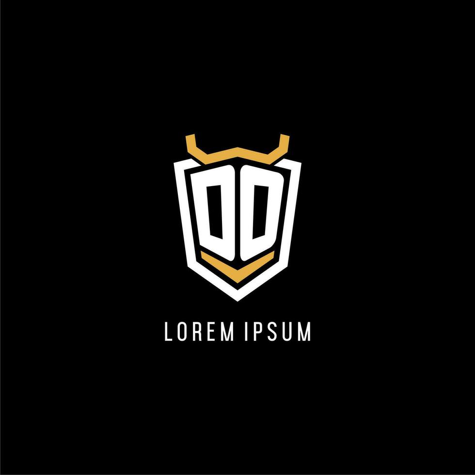 Initial DO geometric shield esport logo monogram design style vector