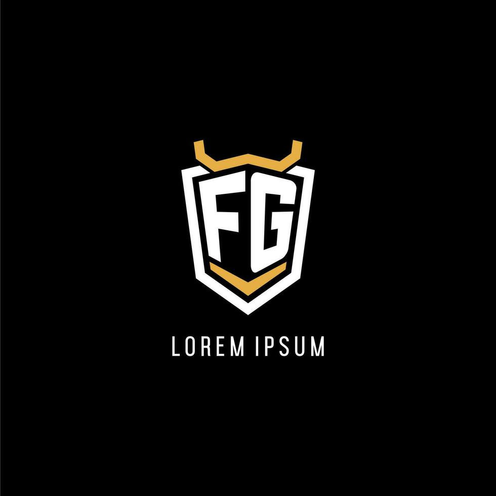 Initial FG geometric shield esport logo monogram design style vector