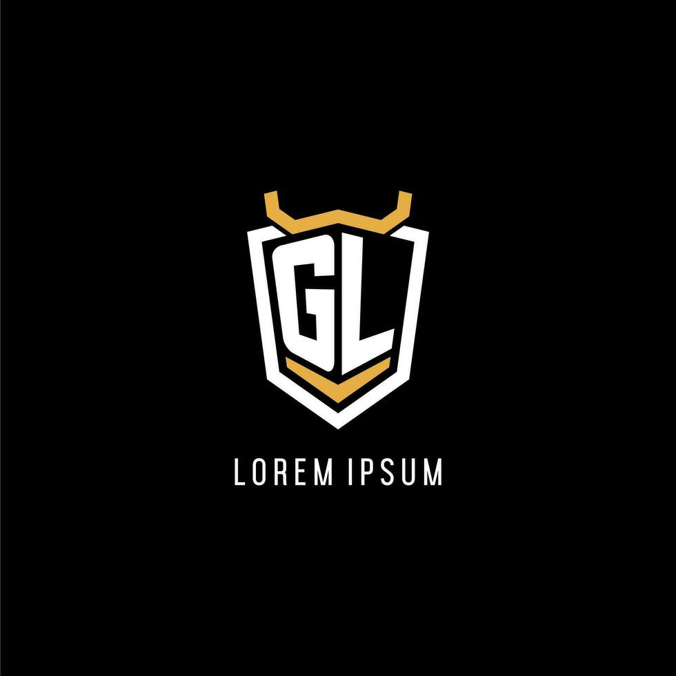 Initial GL geometric shield esport logo monogram design style vector