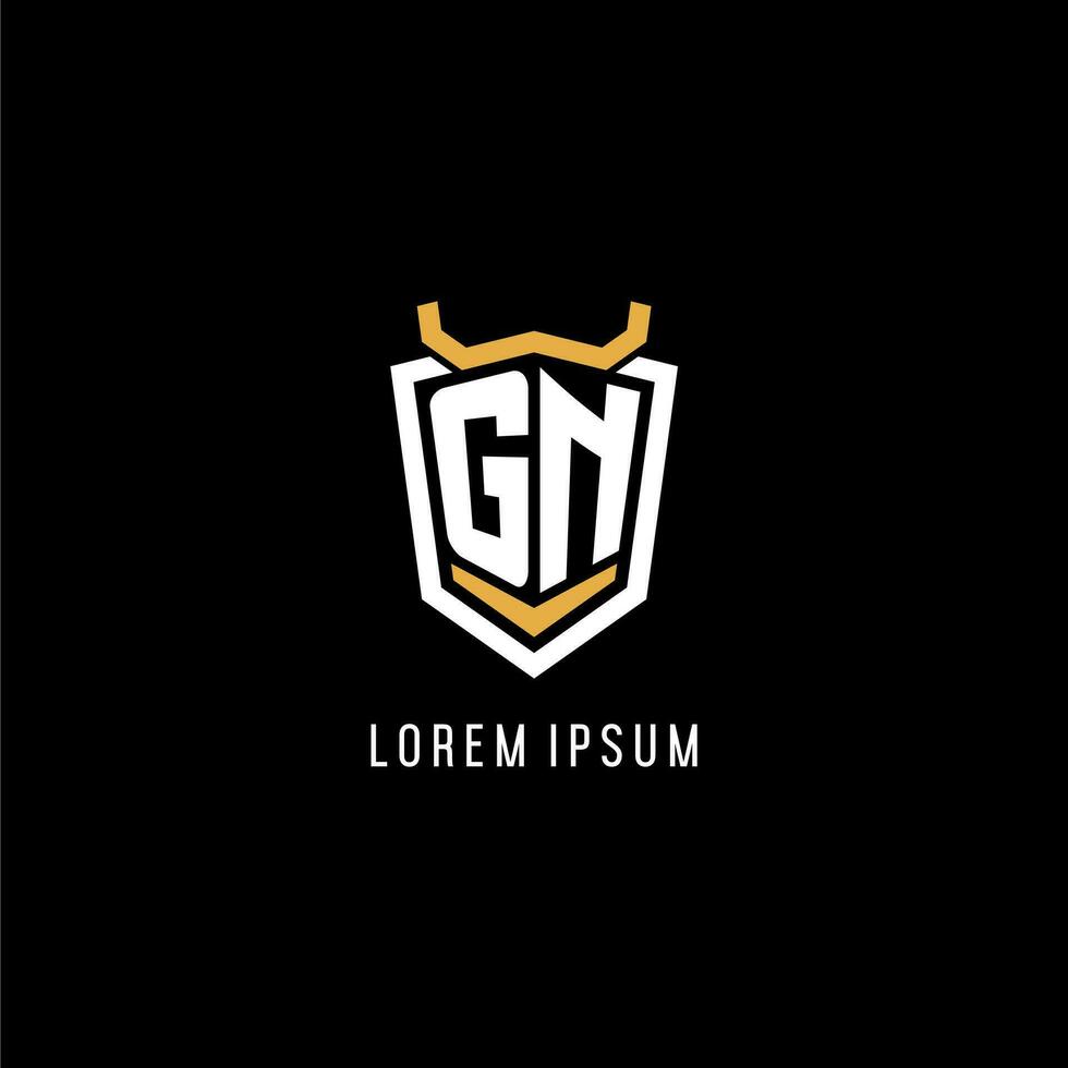 Initial GN geometric shield esport logo monogram design style vector