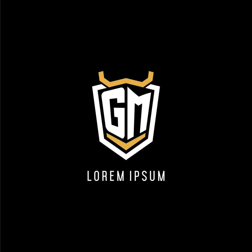 Initial GM geometric shield esport logo monogram design style vector