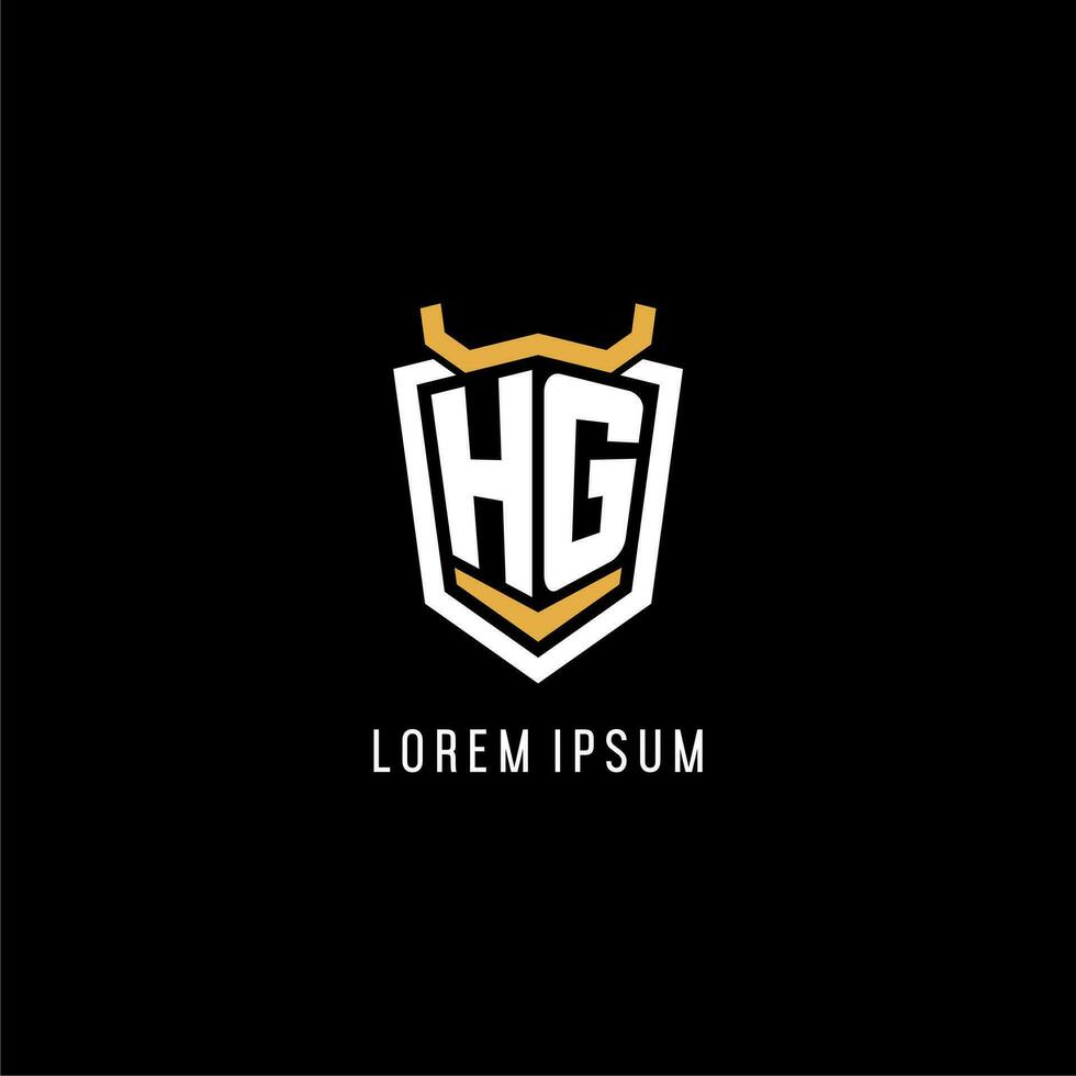 Initial HG geometric shield esport logo monogram design style vector