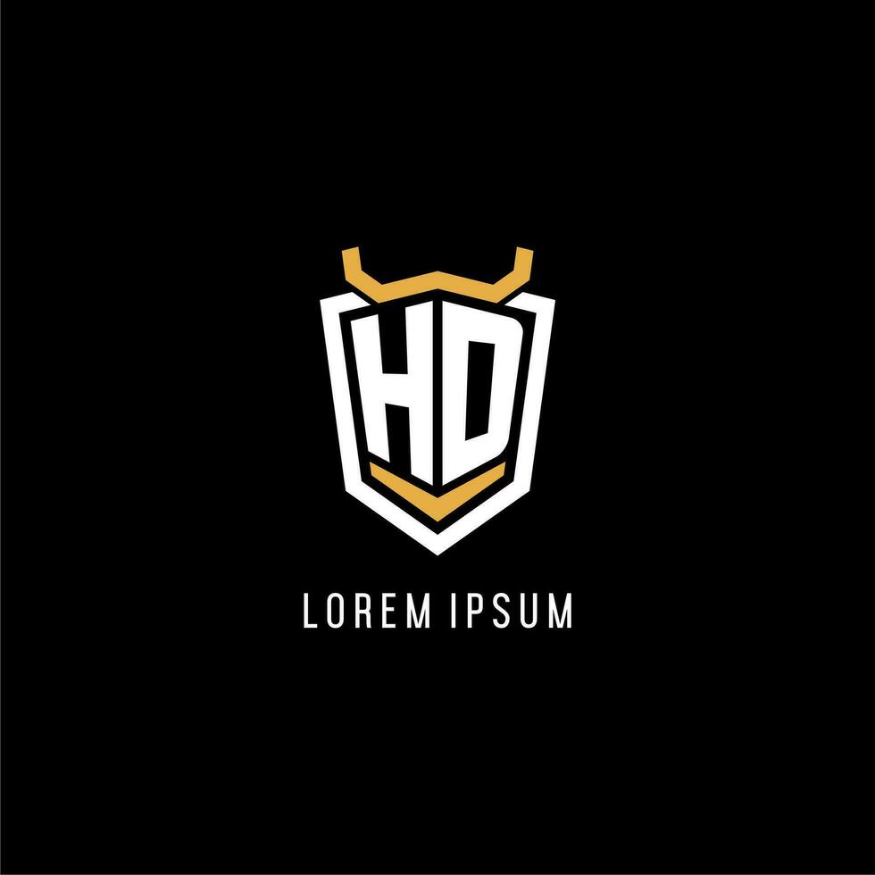 Initial HD geometric shield esport logo monogram design style vector