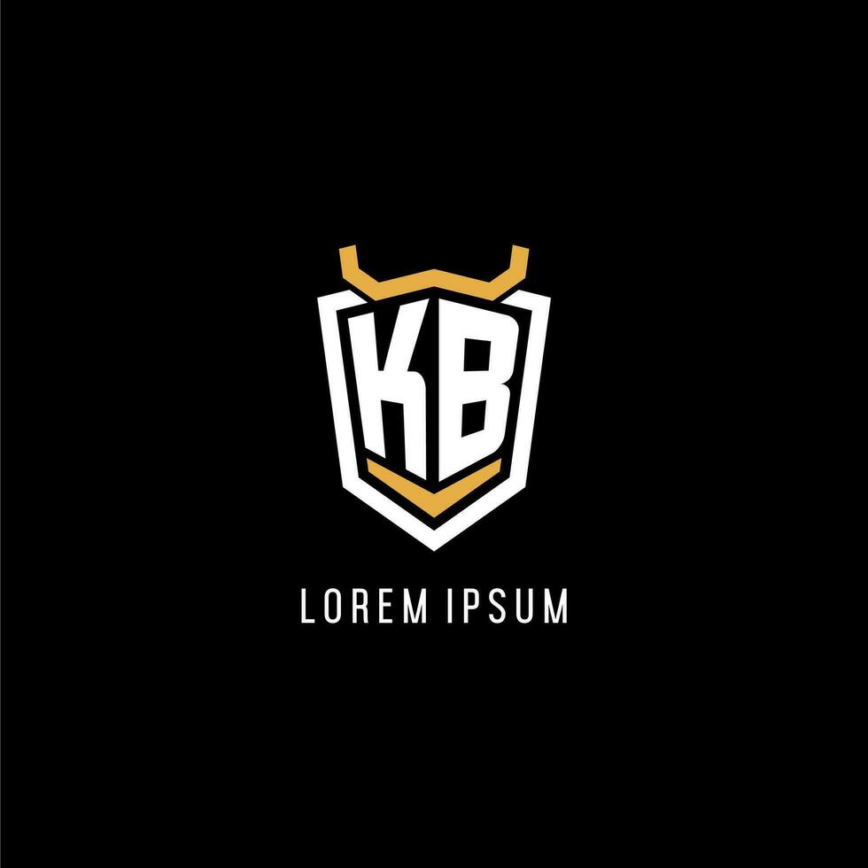 Initial KB geometric shield esport logo monogram design style vector