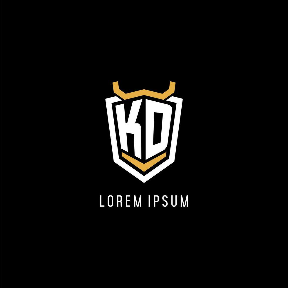 Initial KD geometric shield esport logo monogram design style vector