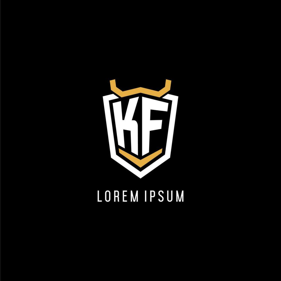 Initial KF geometric shield esport logo monogram design style vector