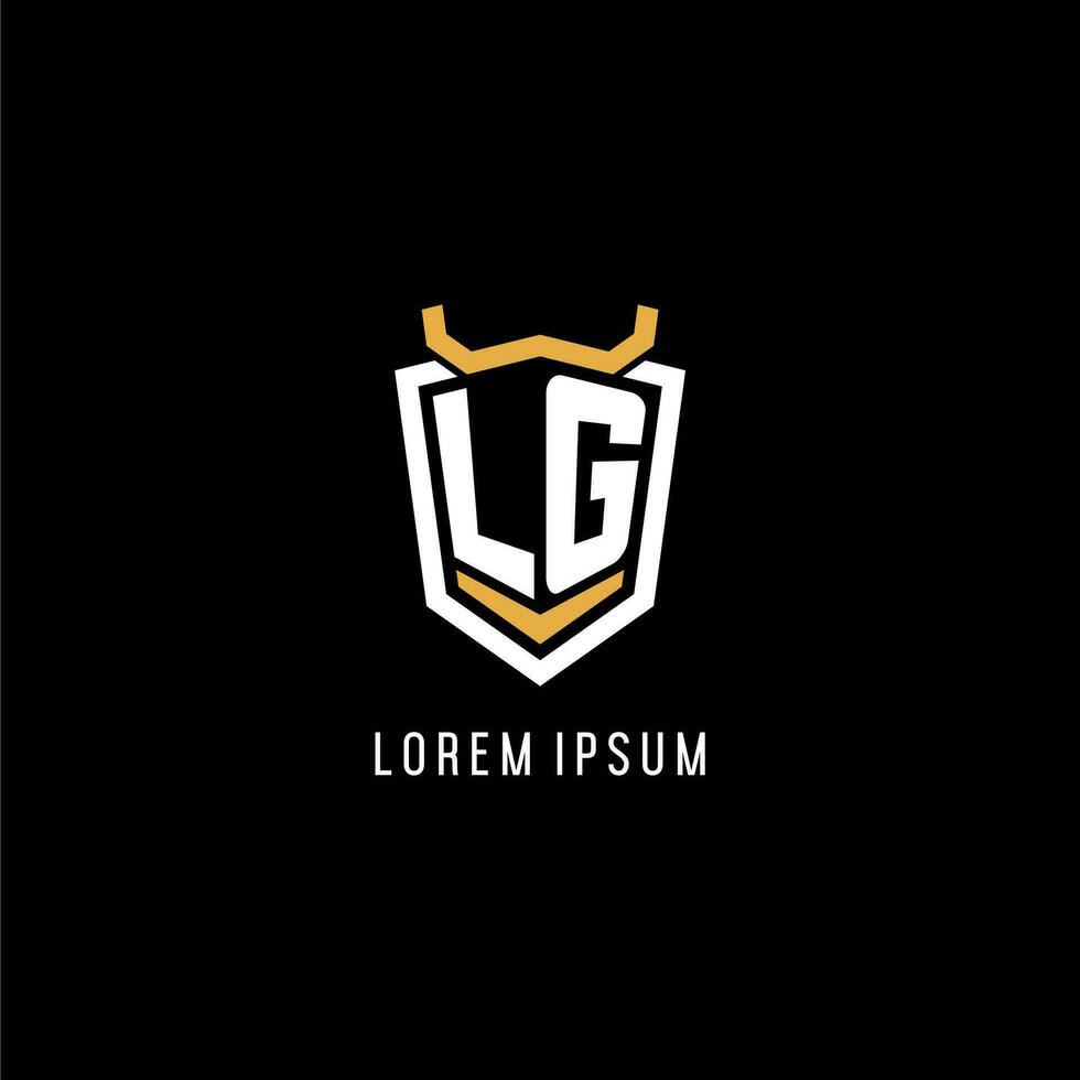 Initial LG geometric shield esport logo monogram design style vector