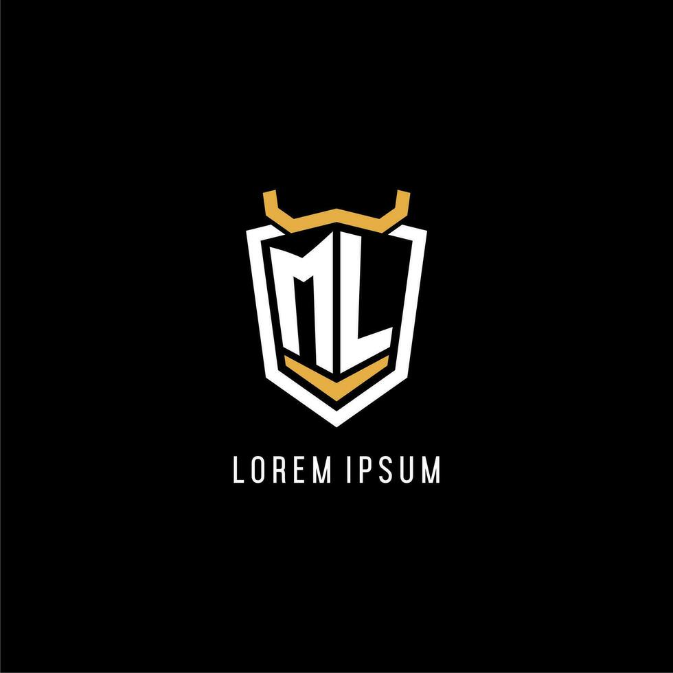 Initial ML geometric shield esport logo monogram design style vector