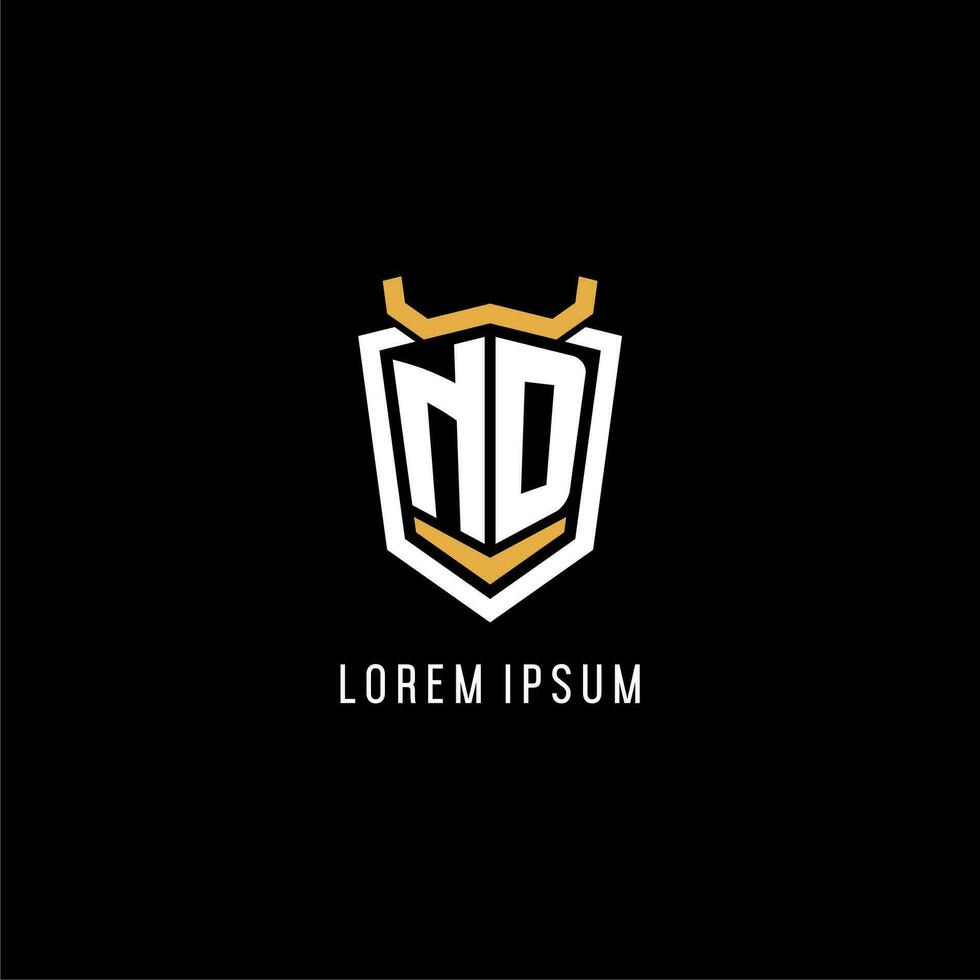 Initial ND geometric shield esport logo monogram design style vector