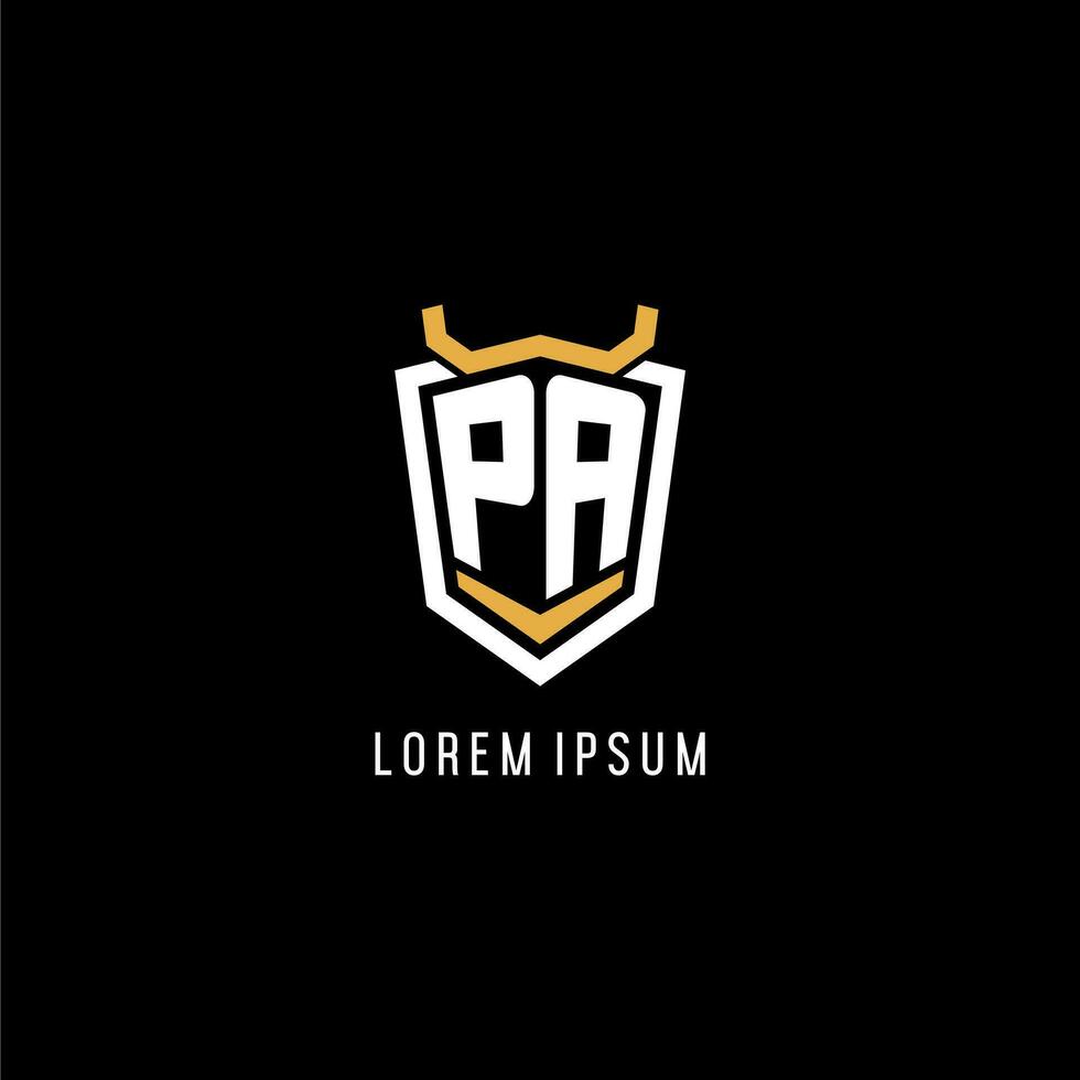 Initial PA geometric shield esport logo monogram design style vector