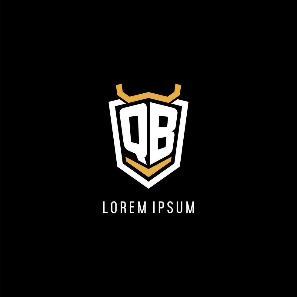 Initial QB geometric shield esport logo monogram design style vector