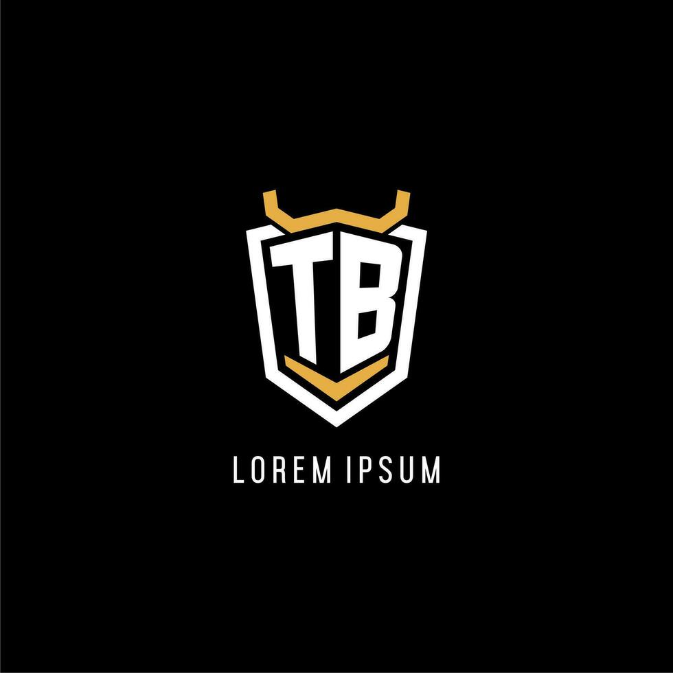 Initial TB geometric shield esport logo monogram design style vector