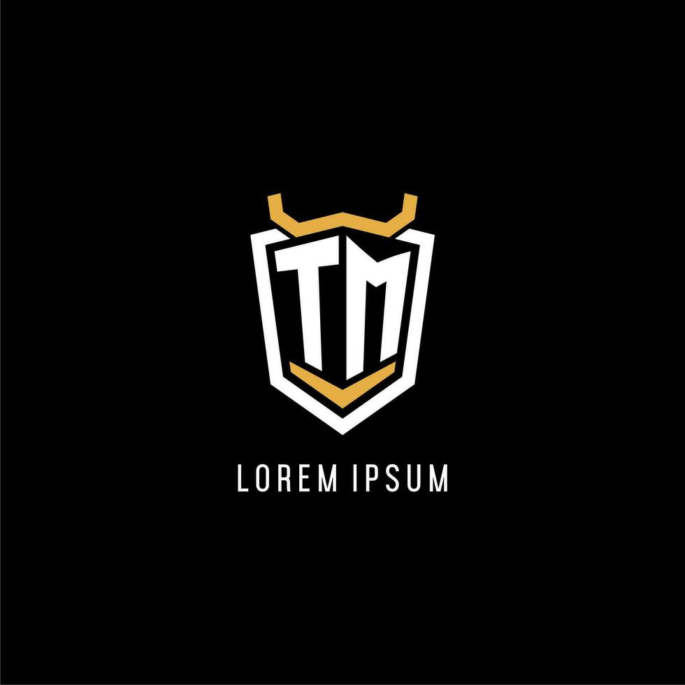 Initial TM geometric shield esport logo monogram design style vector