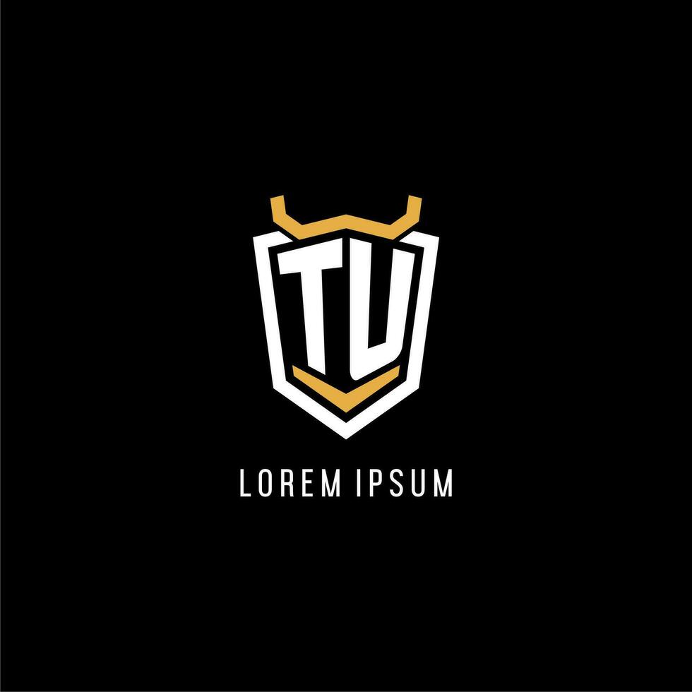 Initial TU geometric shield esport logo monogram design style vector