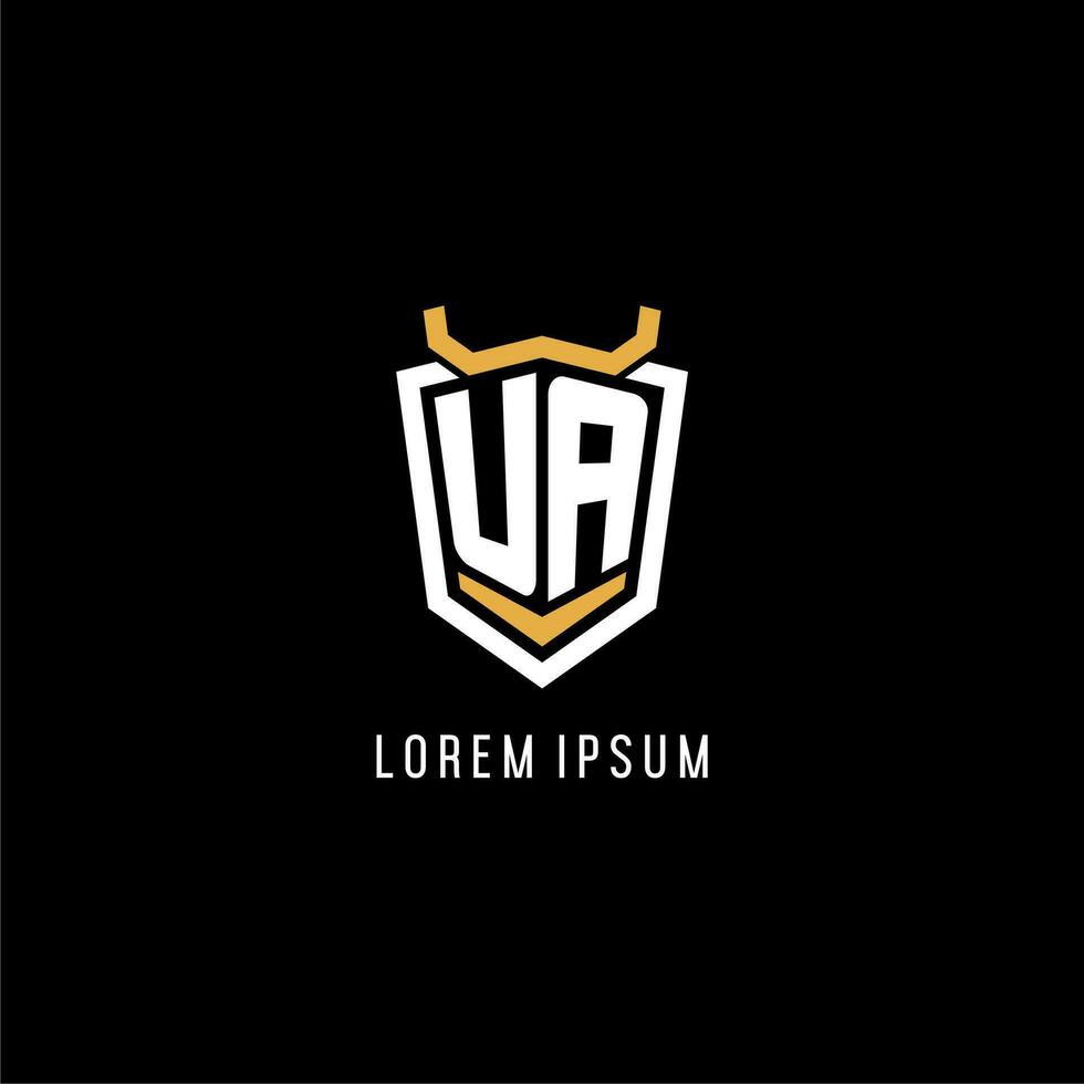 Initial UA geometric shield esport logo monogram design style vector