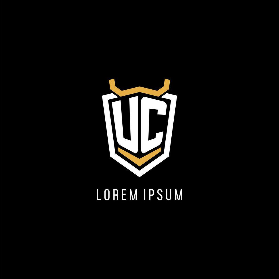 Initial UC geometric shield esport logo monogram design style vector