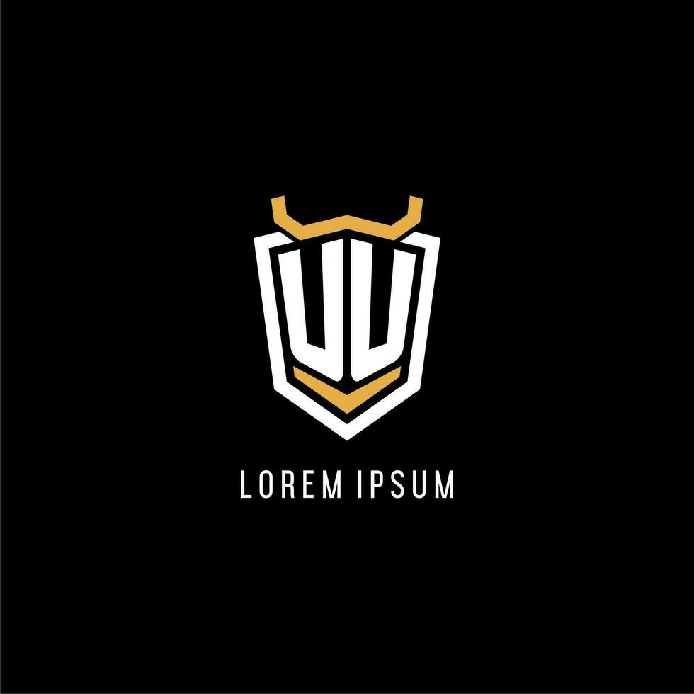 Initial UU geometric shield esport logo monogram design style vector