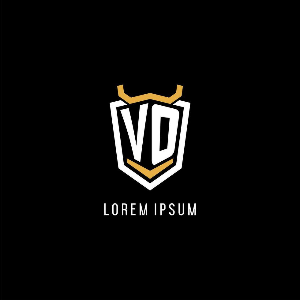 Initial VO geometric shield esport logo monogram design style vector