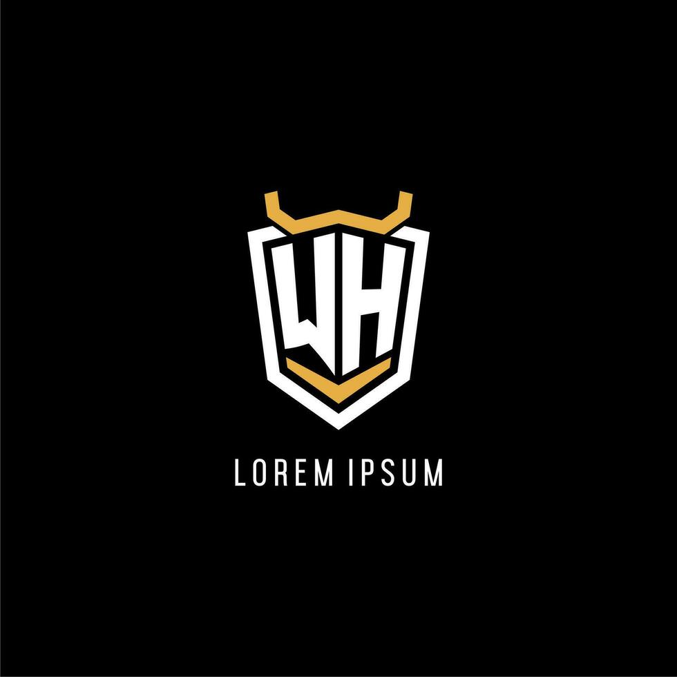 Initial WH geometric shield esport logo monogram design style vector