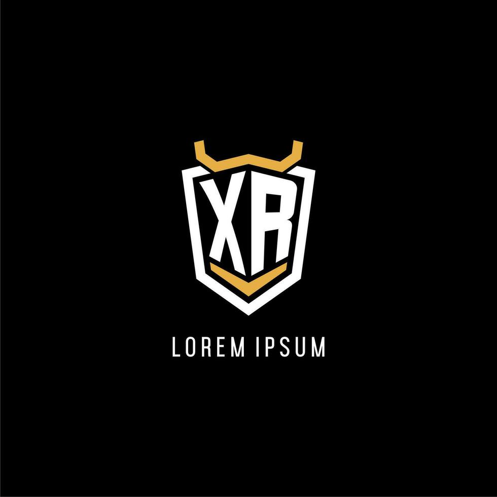 Initial XR geometric shield esport logo monogram design style vector