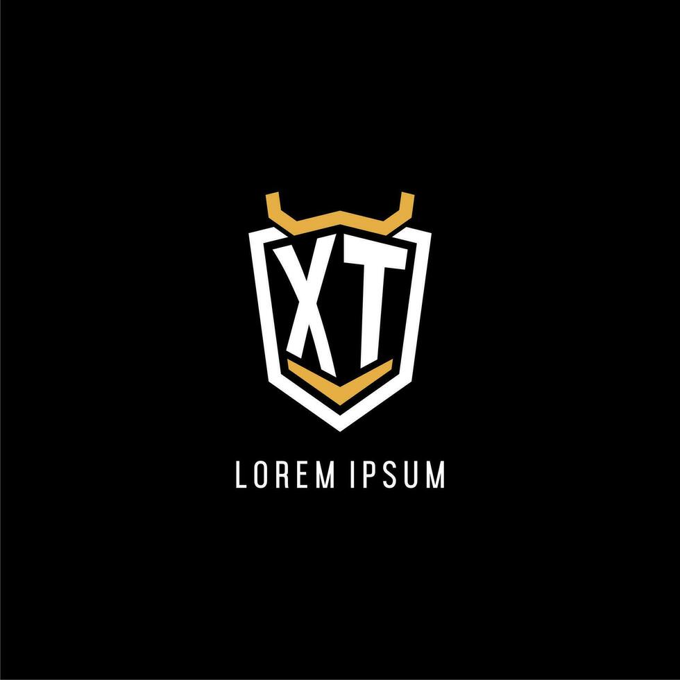 Initial XT geometric shield esport logo monogram design style vector