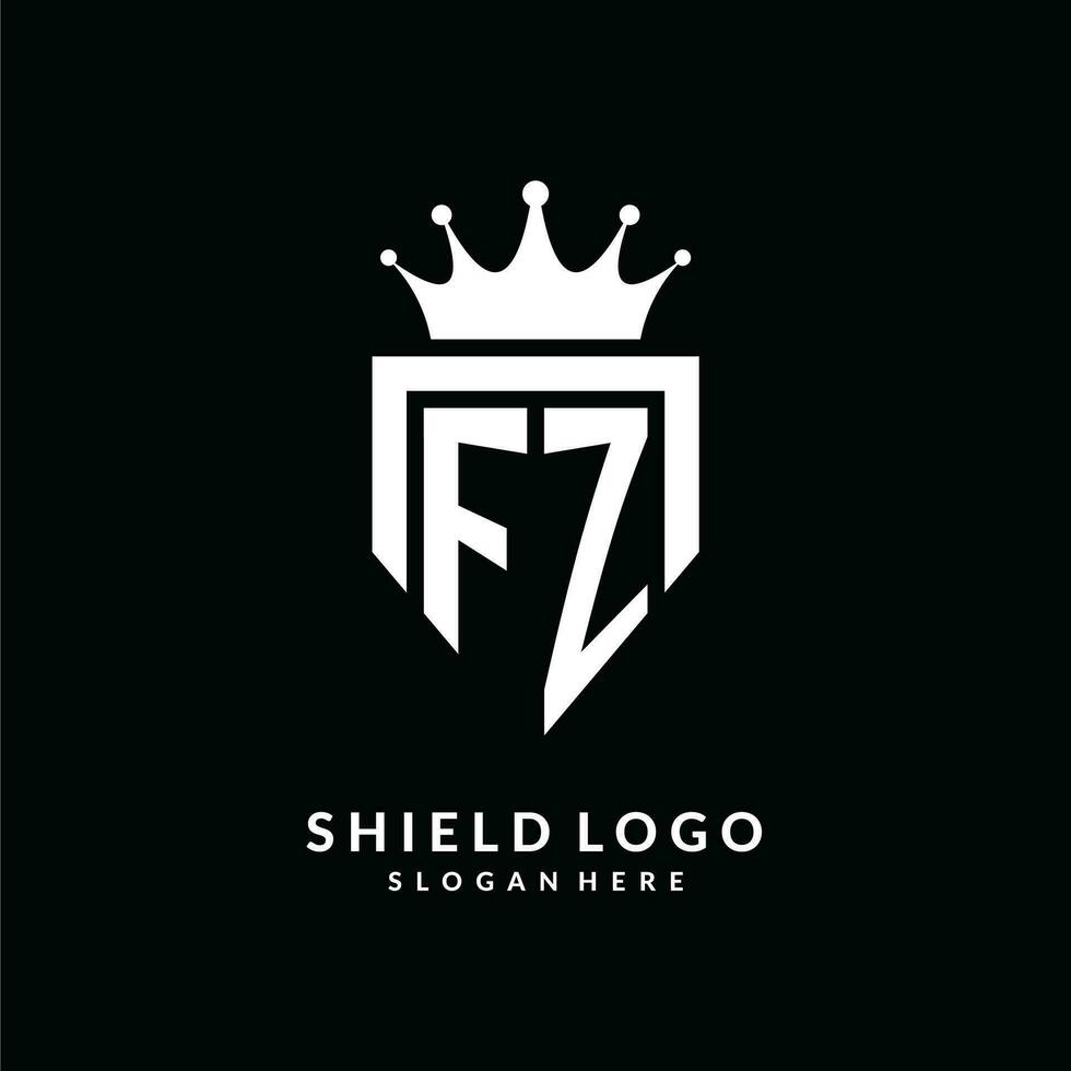 Letter FZ logo monogram emblem style with crown shape design template vector