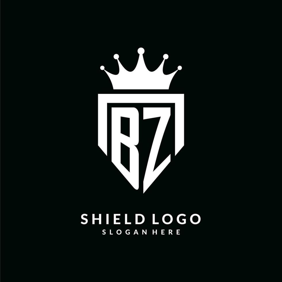 Letter BZ logo monogram emblem style with crown shape design template vector