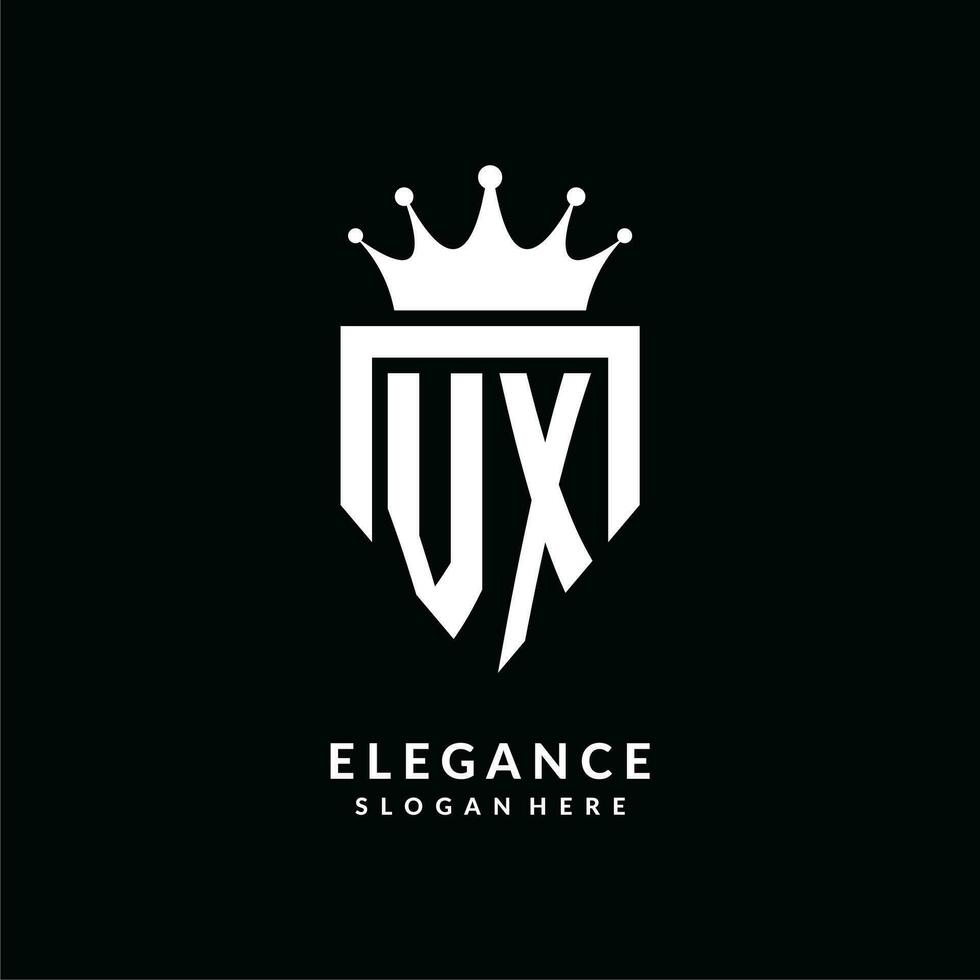Letter VX logo monogram emblem style with crown shape design template vector
