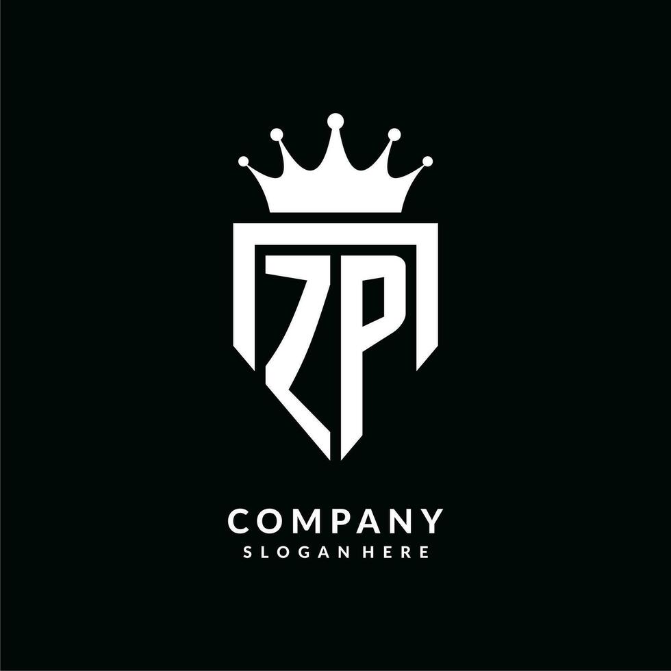 Letter ZP logo monogram emblem style with crown shape design template vector