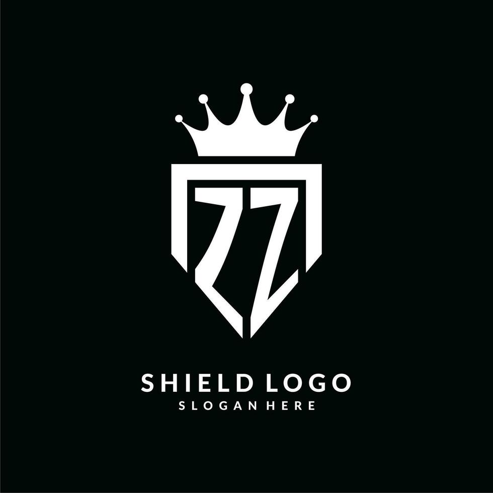 letra zz logo monograma emblema estilo con corona forma diseño modelo vector